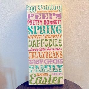 Spring Easter Farmhouse Wall Decor Rustic Wood  Adorable Box Style 7”x17”